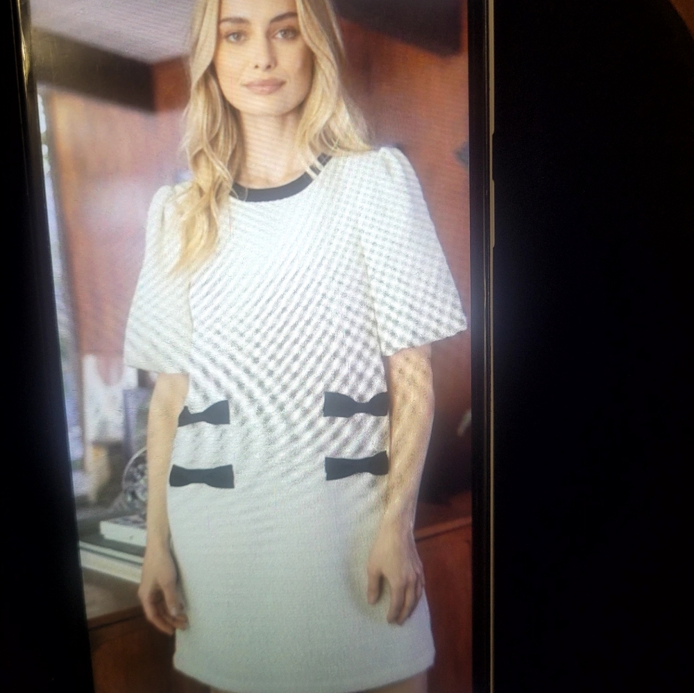 Tweed Black And Cream Dress,  Size L